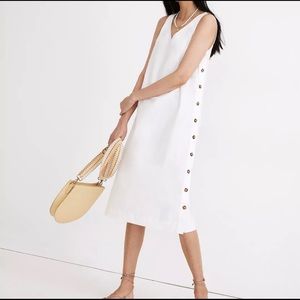 Madewell Linen-Cotton Side-Button Midi Dress Large
